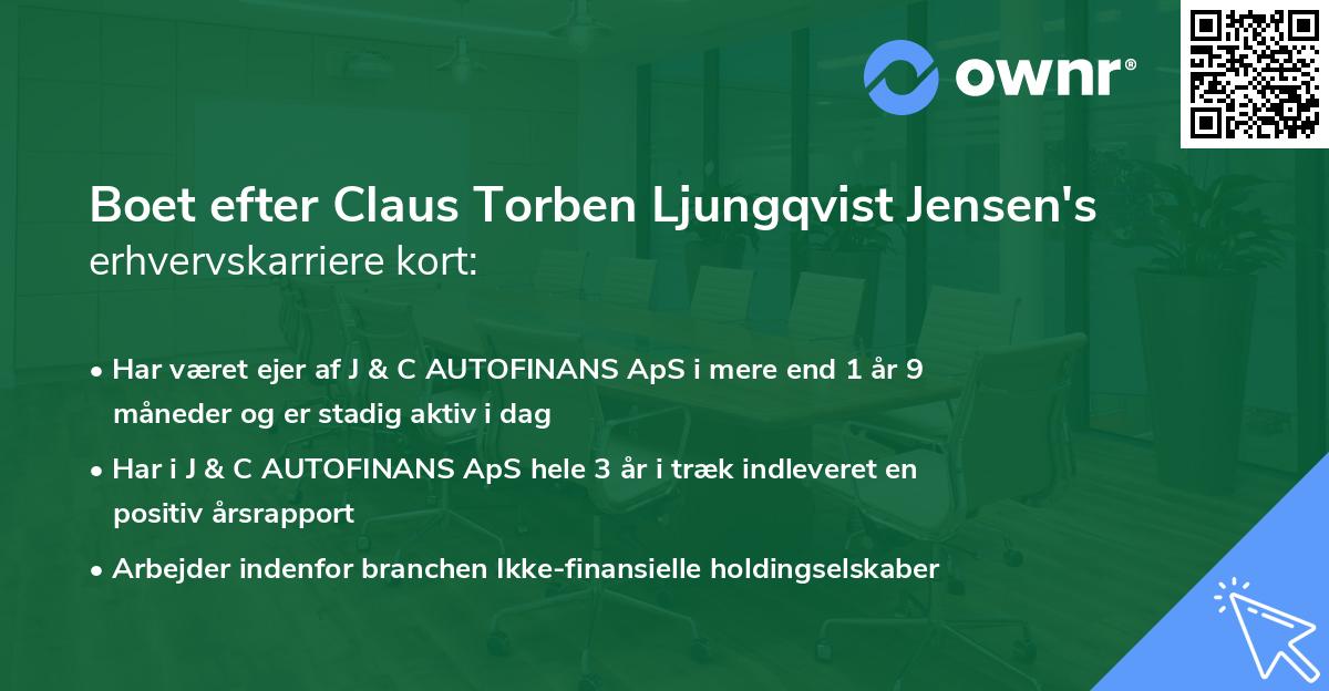 Boet efter Claus Torben Ljungqvist Jensen's erhvervskarriere kort