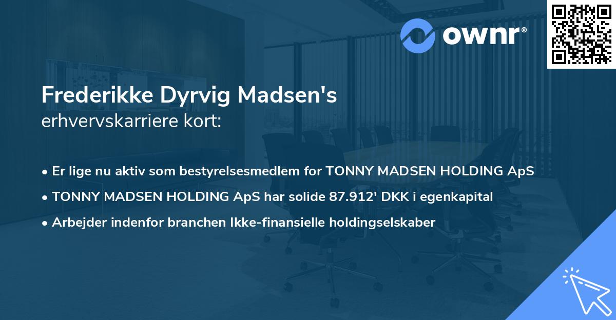 Frederikke Dyrvig Madsen's erhvervskarriere kort