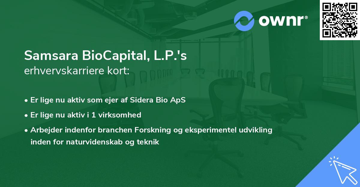 Samsara BioCapital, L.P.'s erhvervskarriere kort