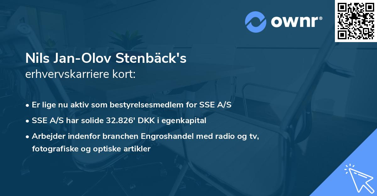 Nils Jan-Olov Stenbäck's erhvervskarriere kort