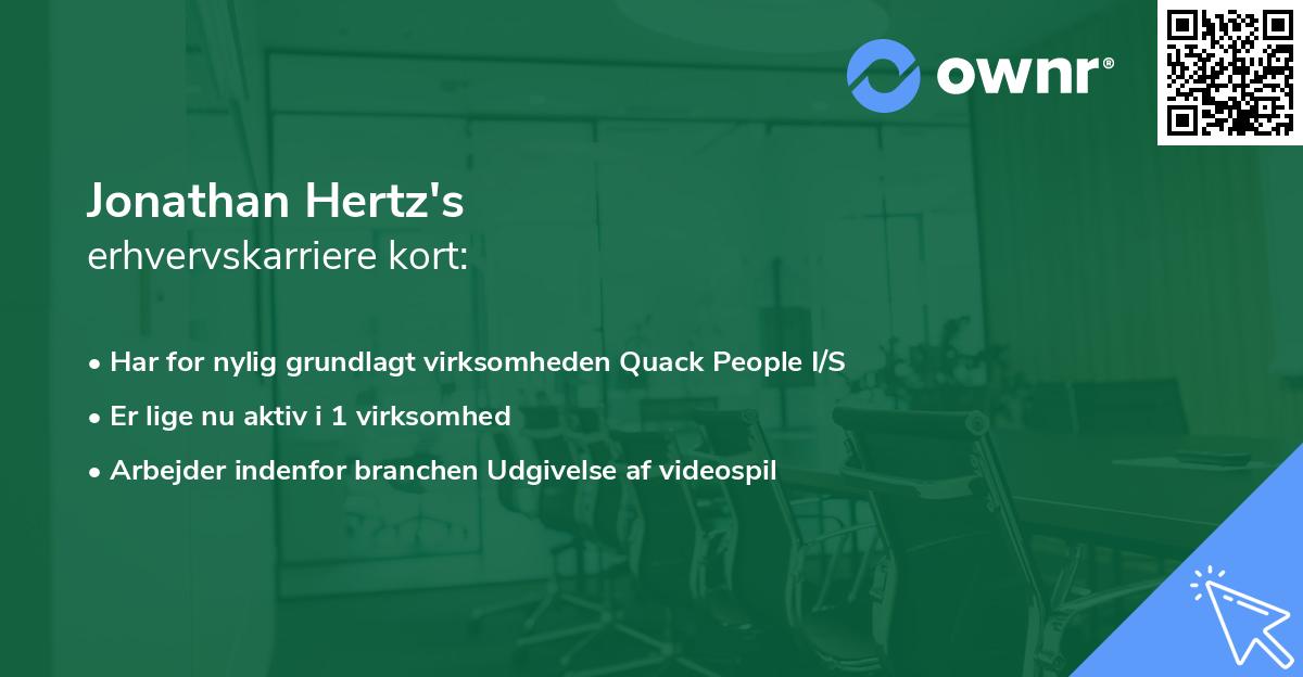 Jonathan Hertz's erhvervskarriere kort
