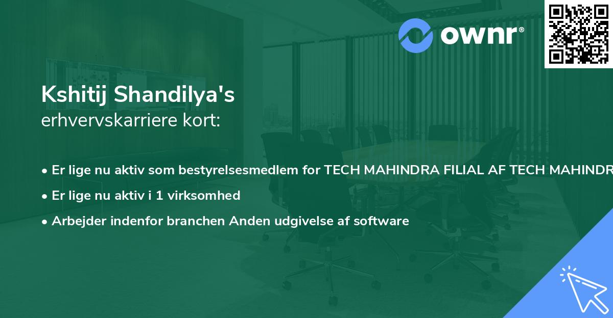 Kshitij Shandilya's erhvervskarriere kort