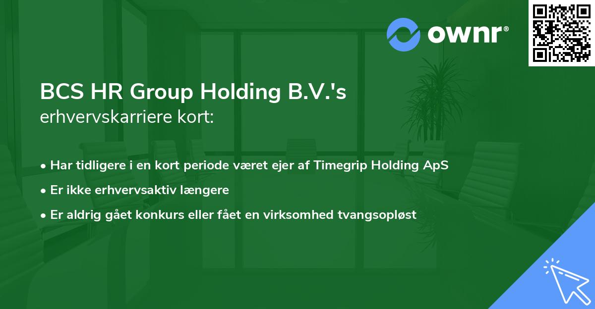 BCS HR Group Holding B.V.'s erhvervskarriere kort
