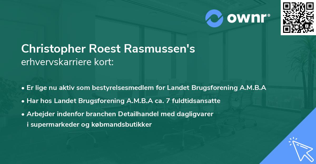 Christopher Roest Rasmussen's erhvervskarriere kort