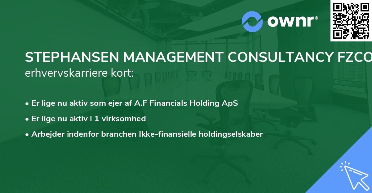 STEPHANSEN MANAGEMENT CONSULTANCY FZCO's erhvervskarriere kort