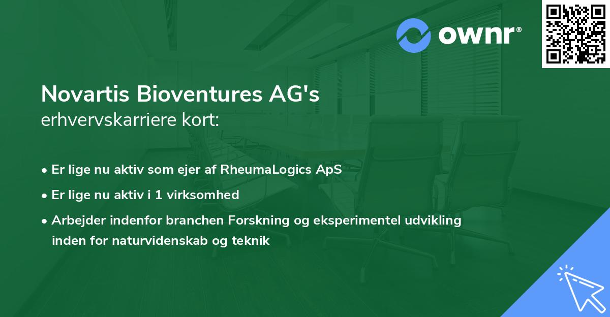 Novartis Bioventures AG's erhvervskarriere kort