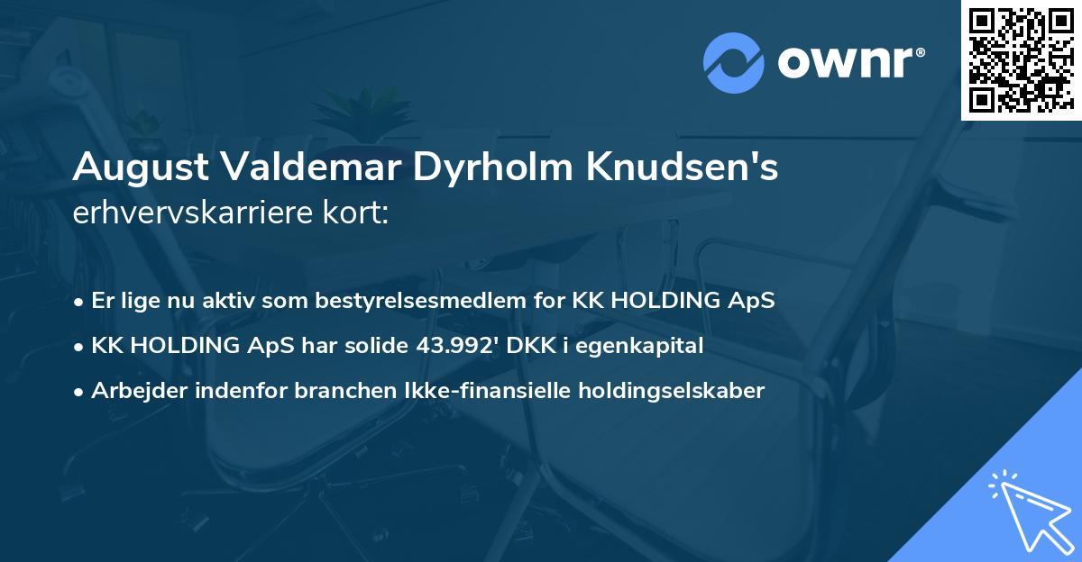 August Valdemar Dyrholm Knudsen's erhvervskarriere kort