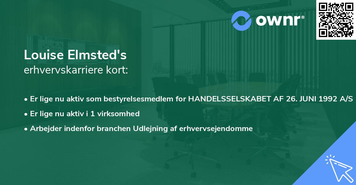 Louise Elmsted's erhvervskarriere kort