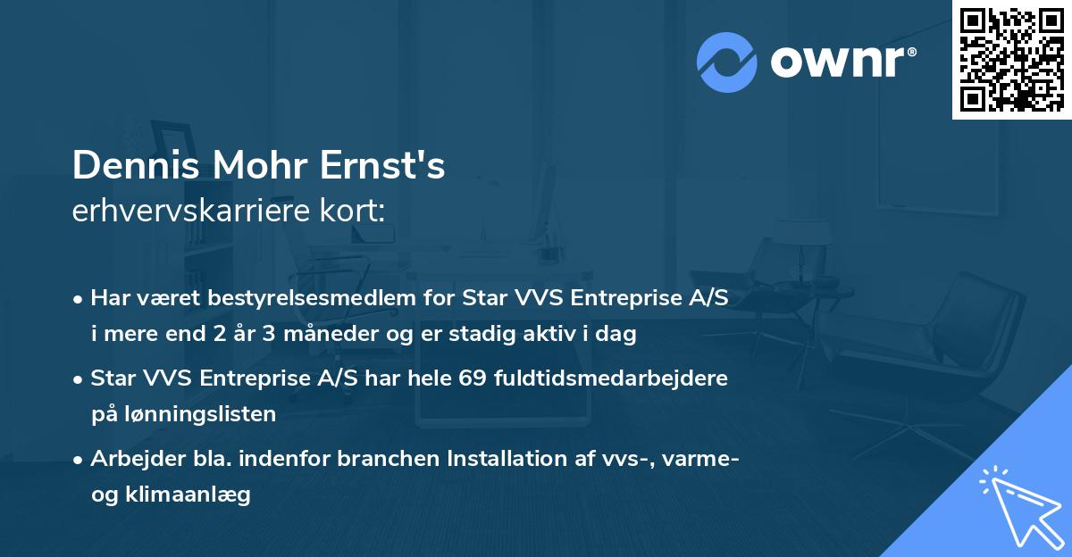 Dennis Mohr Ernst's erhvervskarriere kort