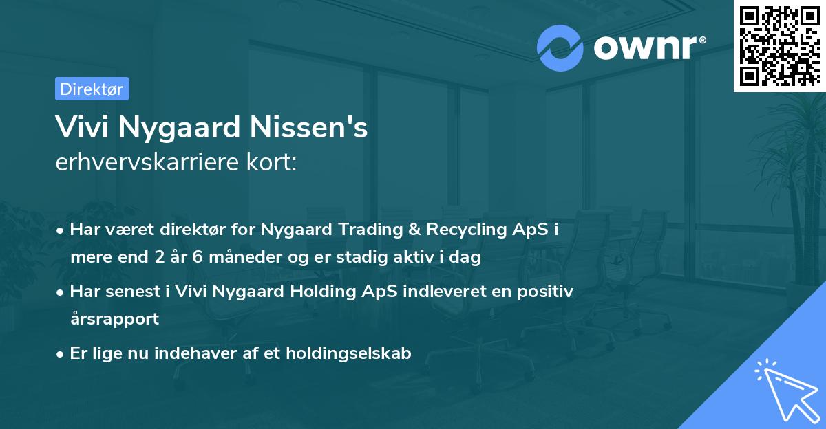 Vivi Nygaard Nissen's erhvervskarriere kort