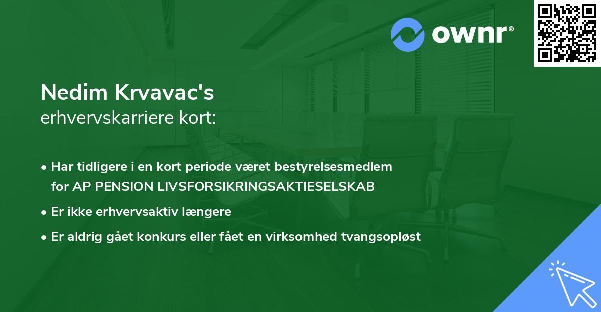 Nedim Krvavac's erhvervskarriere kort