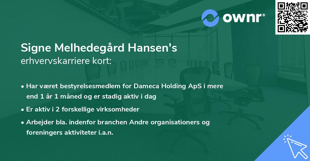 Signe Melhedegård Hansen's erhvervskarriere kort