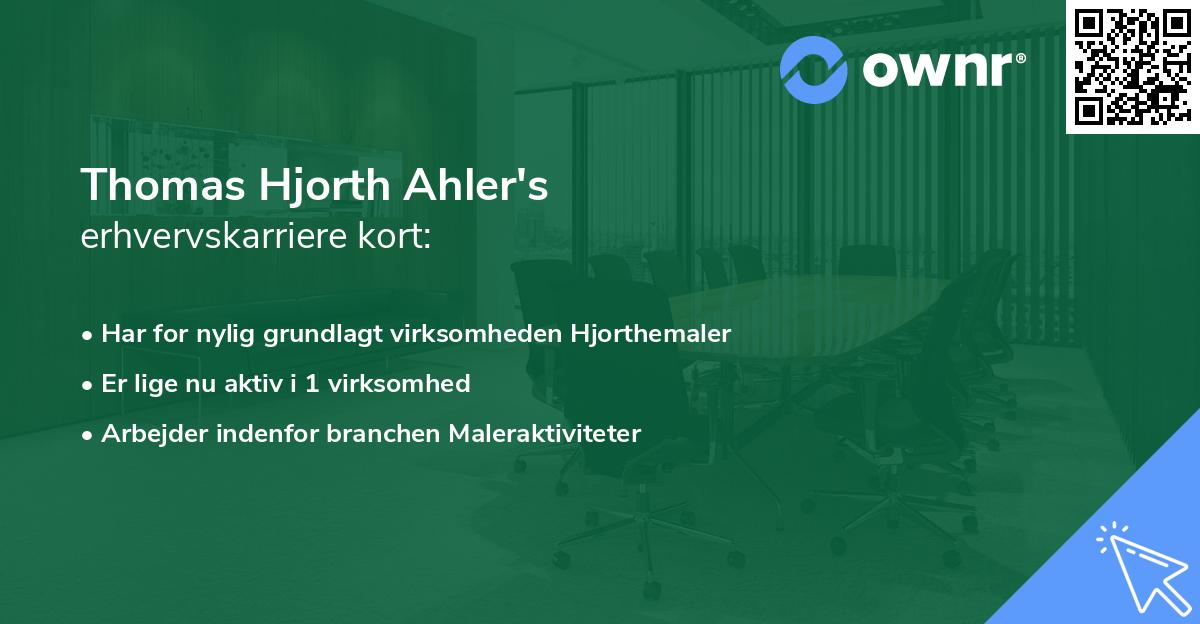 Thomas Hjorth Ahler's erhvervskarriere kort