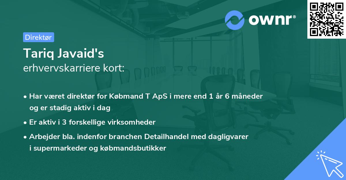 Tariq Javaid's erhvervskarriere kort