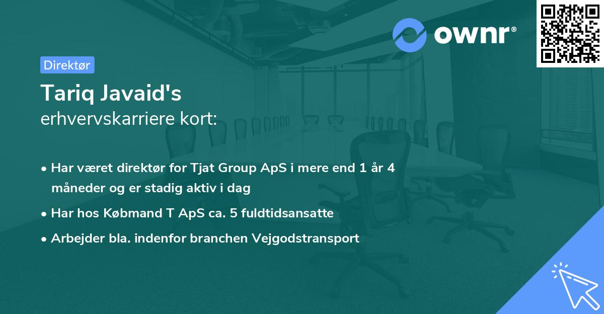 Tariq Javaid's erhvervskarriere kort
