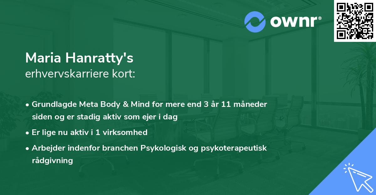 Maria Hanratty's erhvervskarriere kort