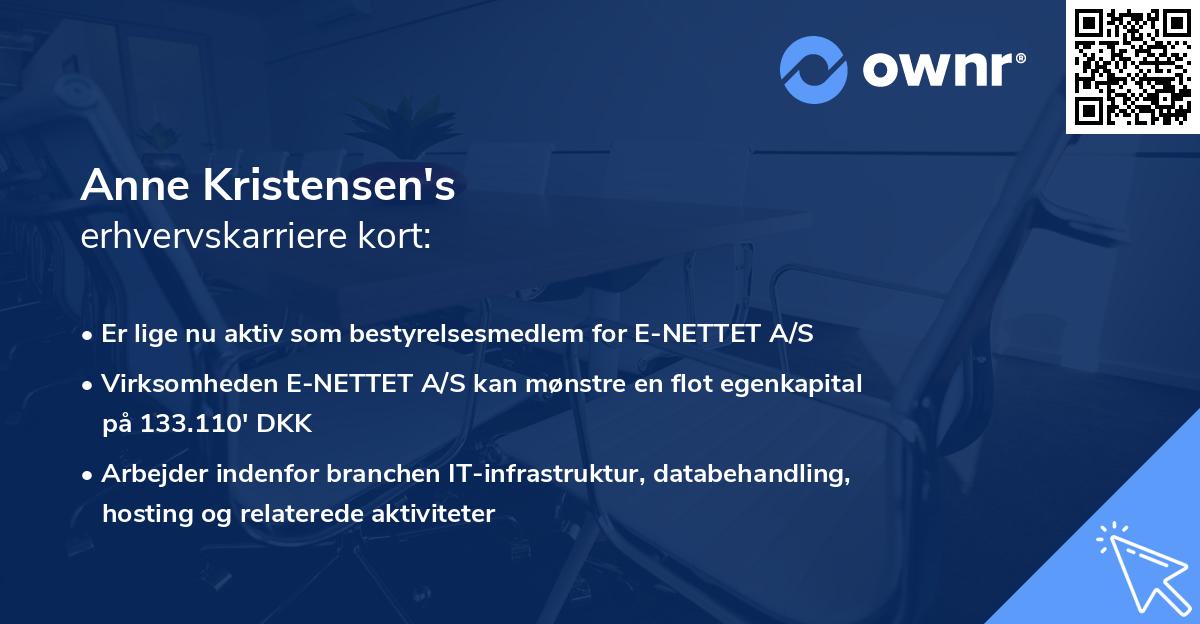 Anne Kristensen's erhvervskarriere kort