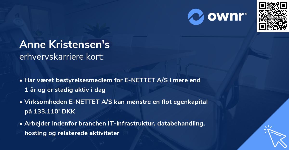 Anne Kristensen's erhvervskarriere kort
