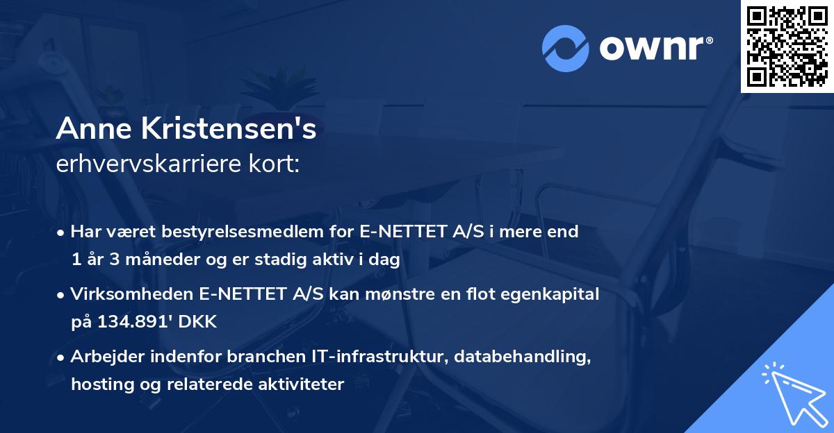 Anne Kristensen's erhvervskarriere kort