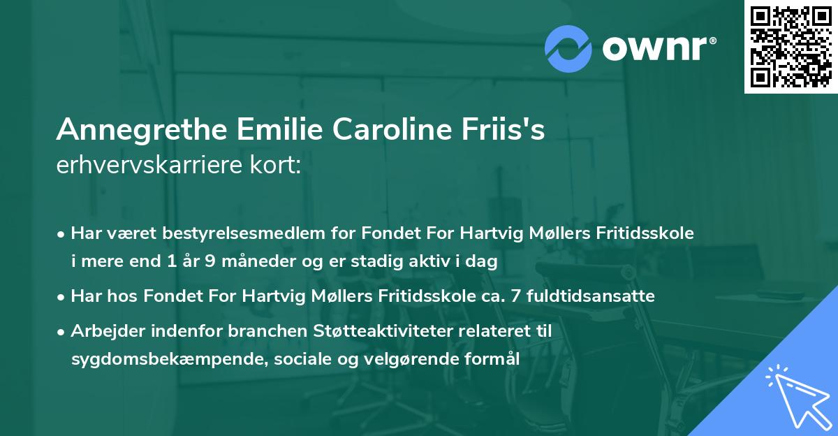 Annegrethe Emilie Caroline Friis's erhvervskarriere kort