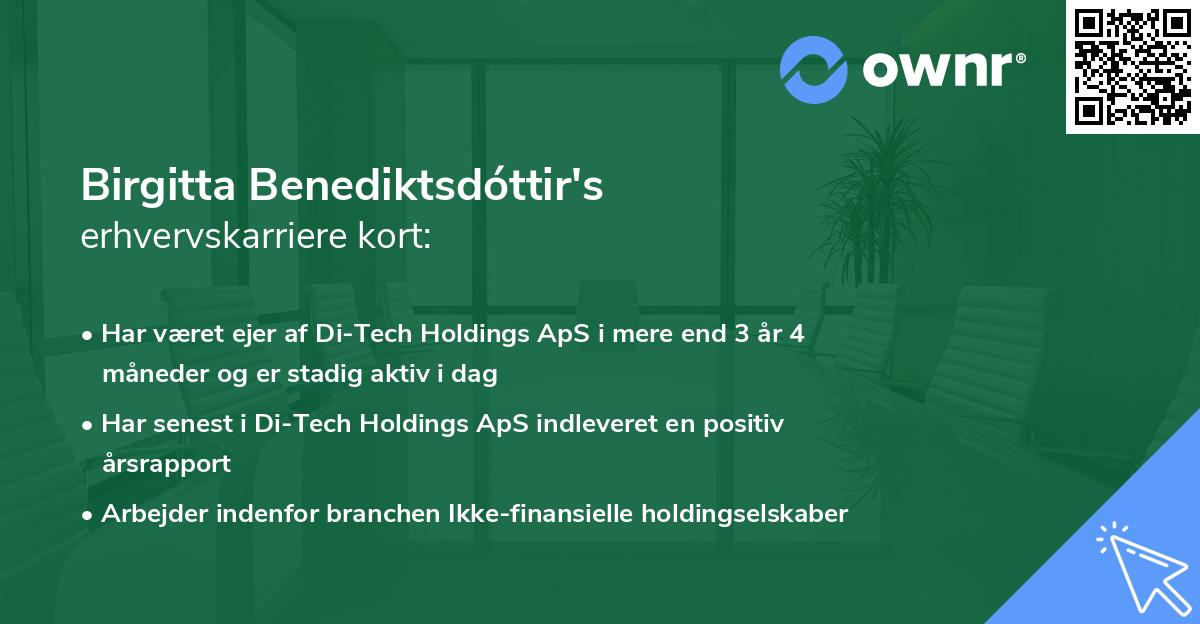 Birgitta Benediktsdóttir's erhvervskarriere kort