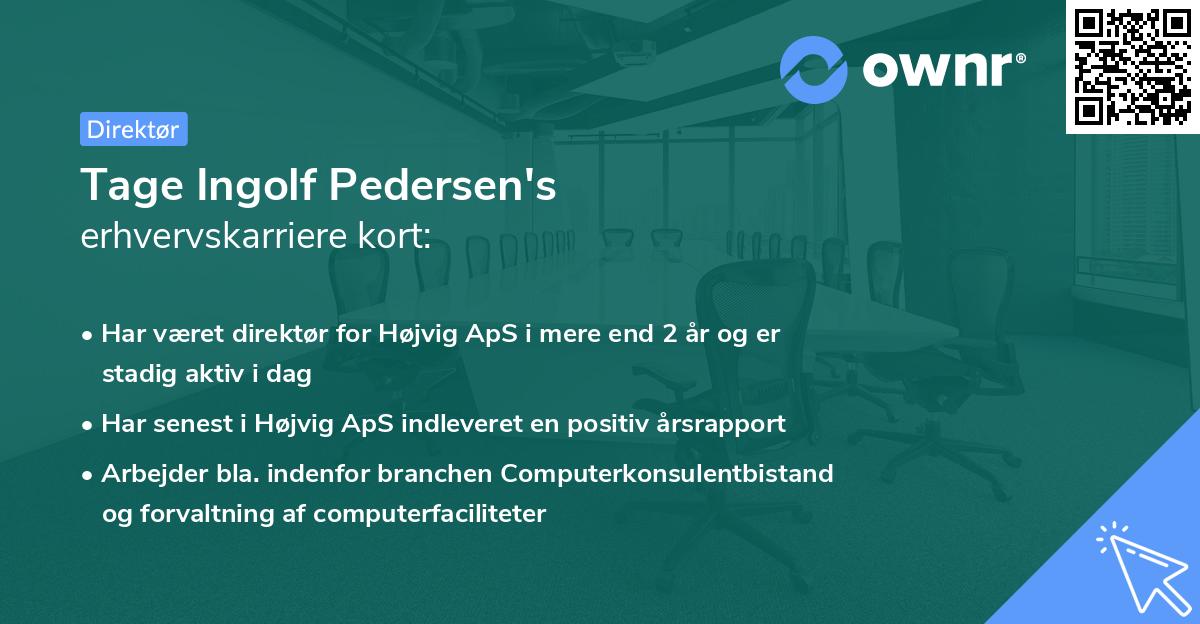 Tage Ingolf Pedersen's erhvervskarriere kort