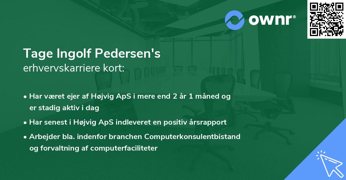 Tage Ingolf Pedersen's erhvervskarriere kort