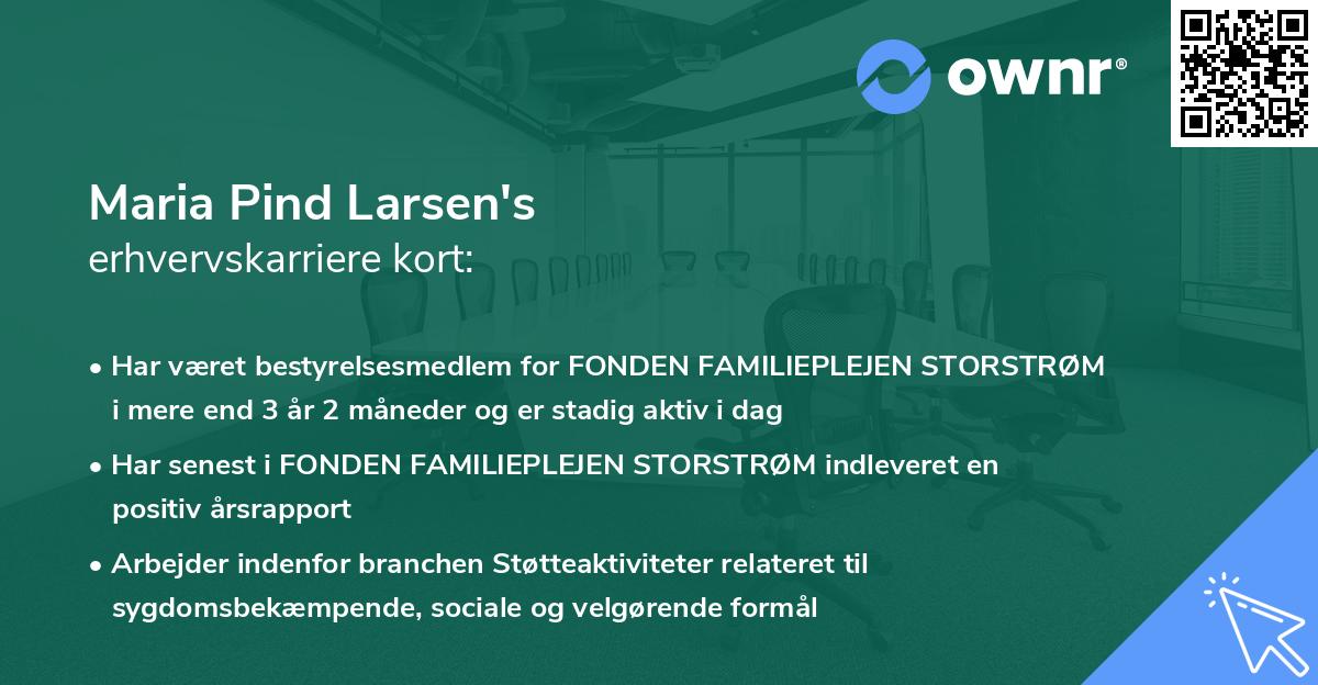 Maria Pind Larsen's erhvervskarriere kort