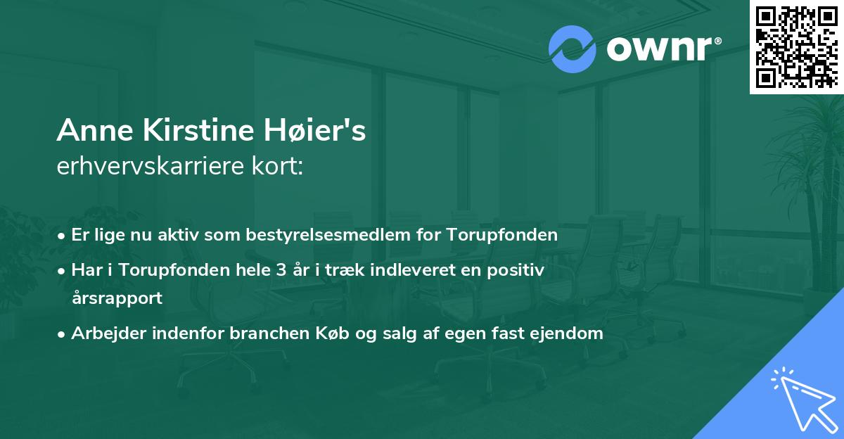 Anne Kirstine Høier's erhvervskarriere kort