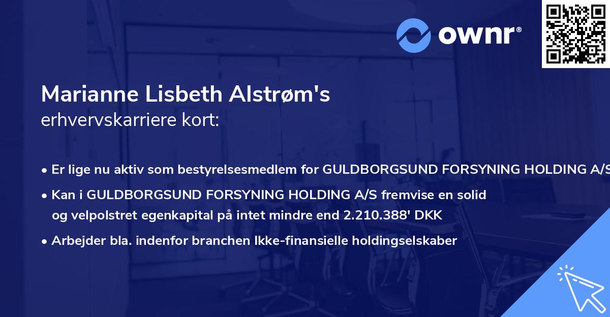 Marianne Lisbeth Alstrøm's erhvervskarriere kort