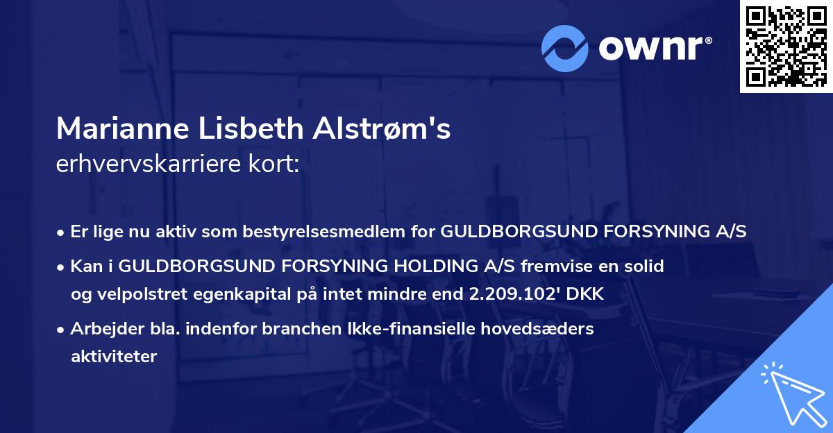 Marianne Lisbeth Alstrøm's erhvervskarriere kort