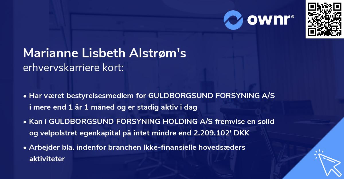 Marianne Lisbeth Alstrøm's erhvervskarriere kort