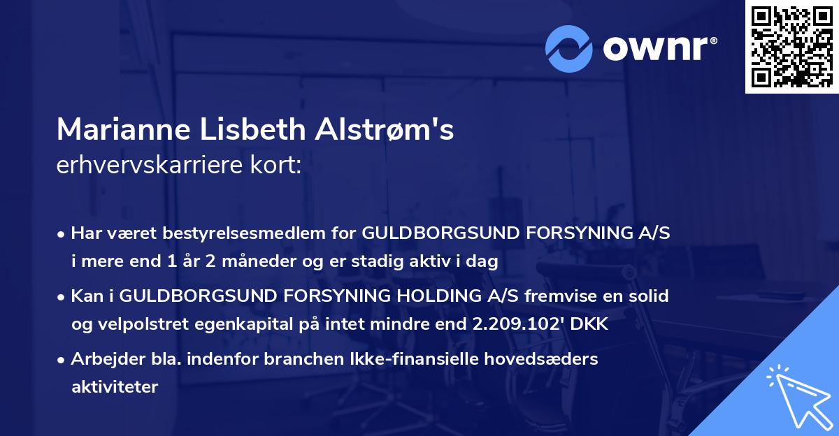 Marianne Lisbeth Alstrøm's erhvervskarriere kort