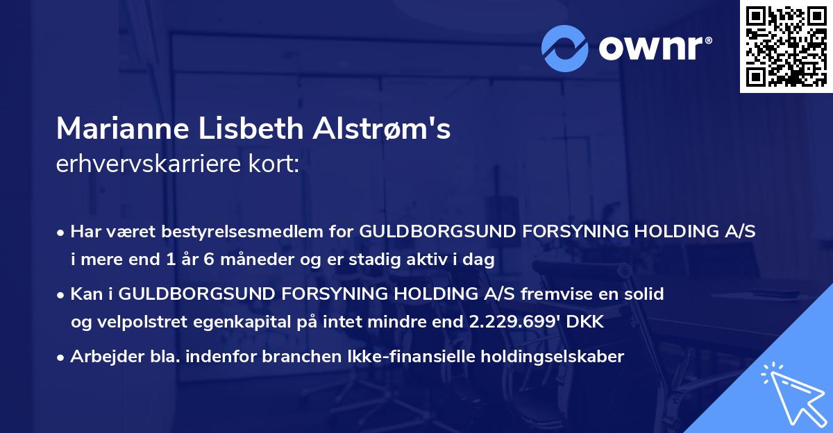 Marianne Lisbeth Alstrøm's erhvervskarriere kort