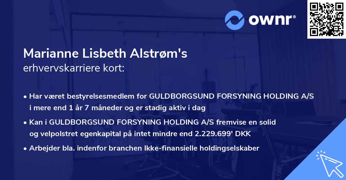 Marianne Lisbeth Alstrøm's erhvervskarriere kort
