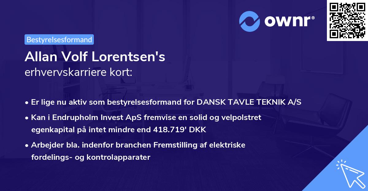 Allan Volf Lorentsen's erhvervskarriere kort