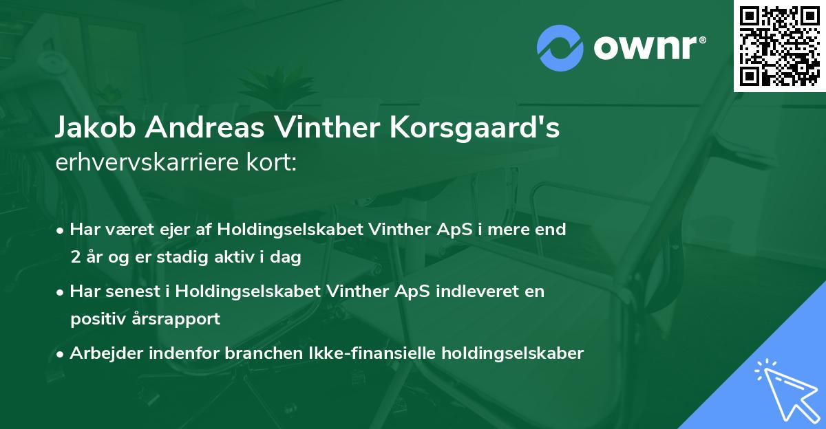 Jakob Andreas Vinther Korsgaard's erhvervskarriere kort