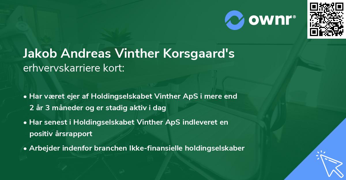 Jakob Andreas Vinther Korsgaard's erhvervskarriere kort
