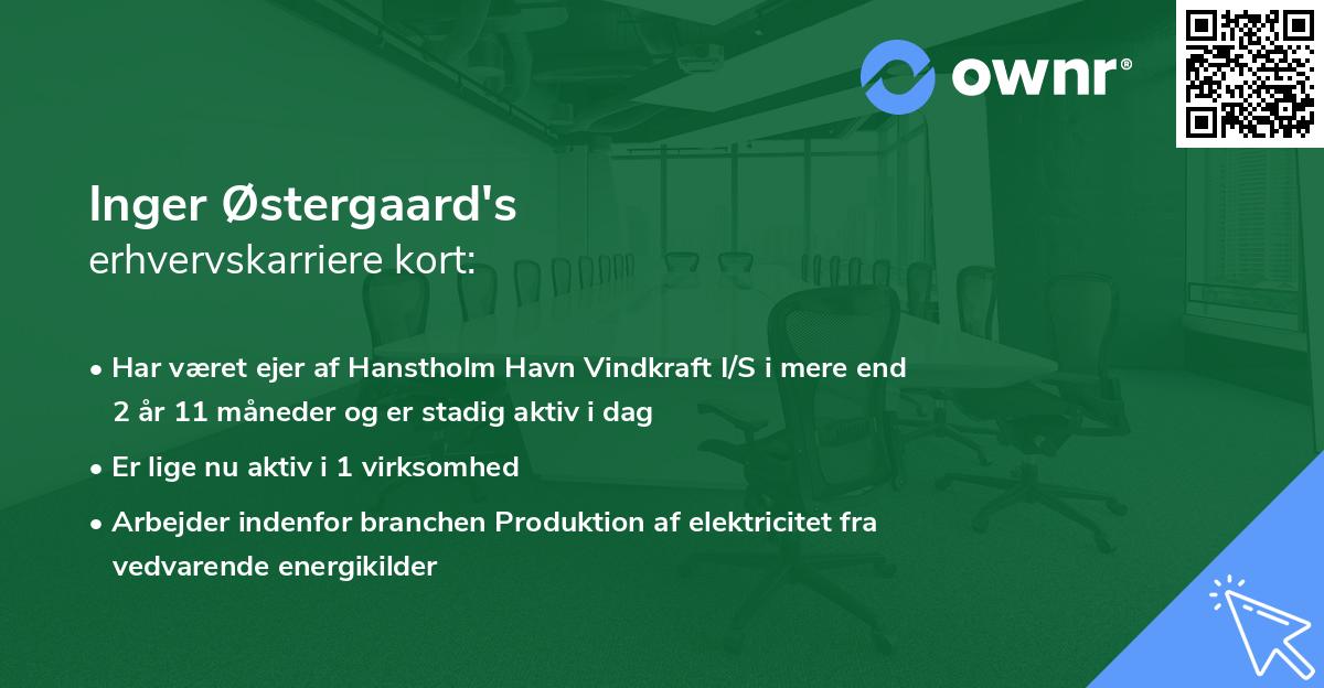 Inger Østergaard's erhvervskarriere kort