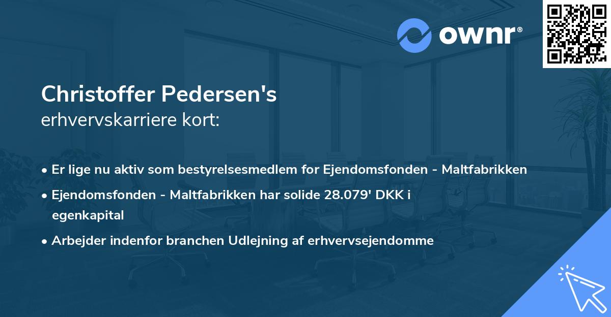 Christoffer Pedersen's erhvervskarriere kort