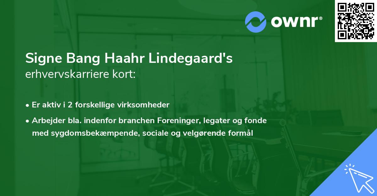 Signe Bang Haahr Lindegaard's erhvervskarriere kort