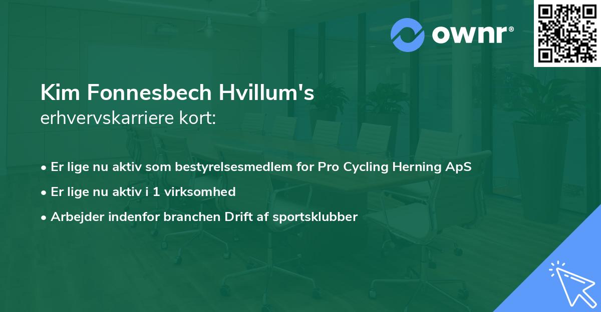 Kim Fonnesbech Hvillum's erhvervskarriere kort