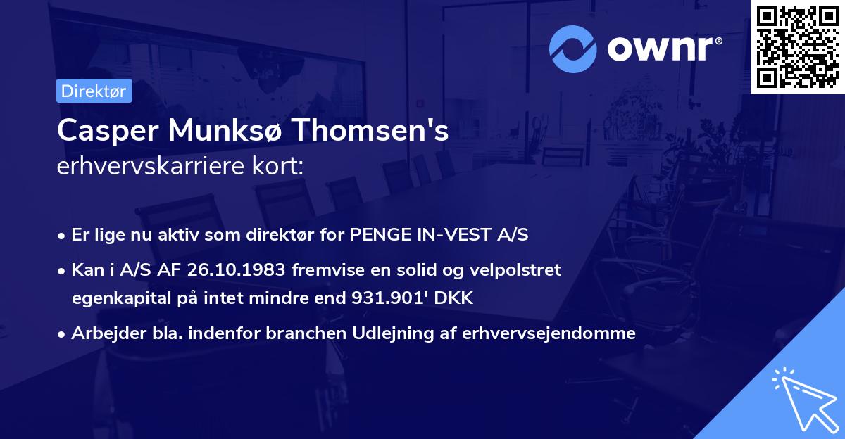 Casper Munksø Thomsen's erhvervskarriere kort