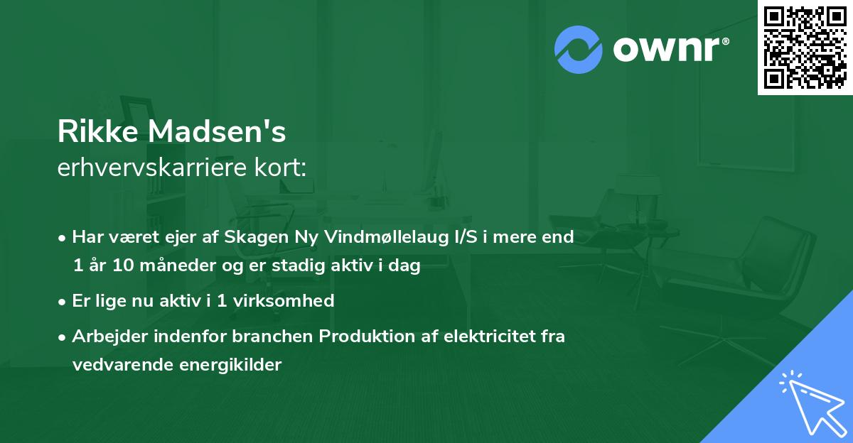 Rikke Madsen's erhvervskarriere kort
