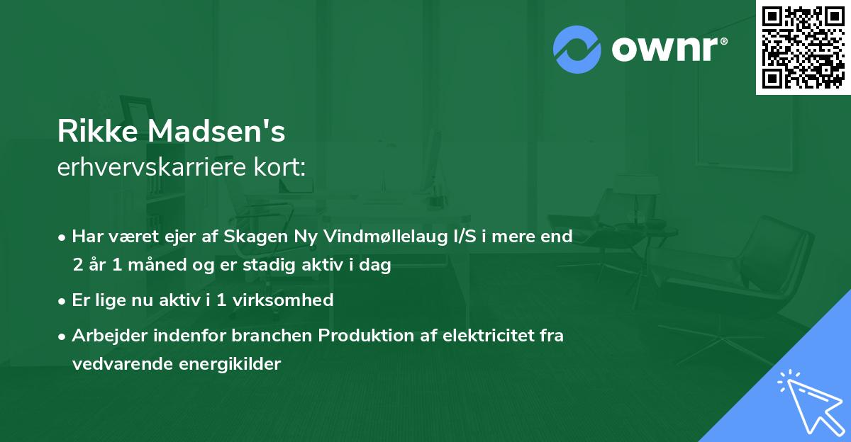 Rikke Madsen's erhvervskarriere kort