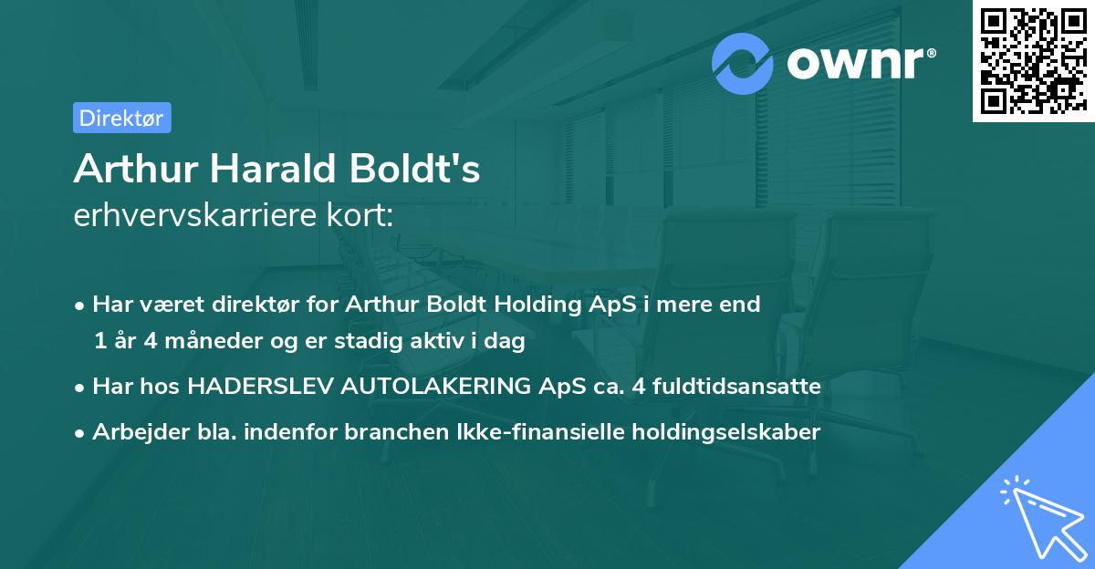 Arthur Harald Boldt's erhvervskarriere kort