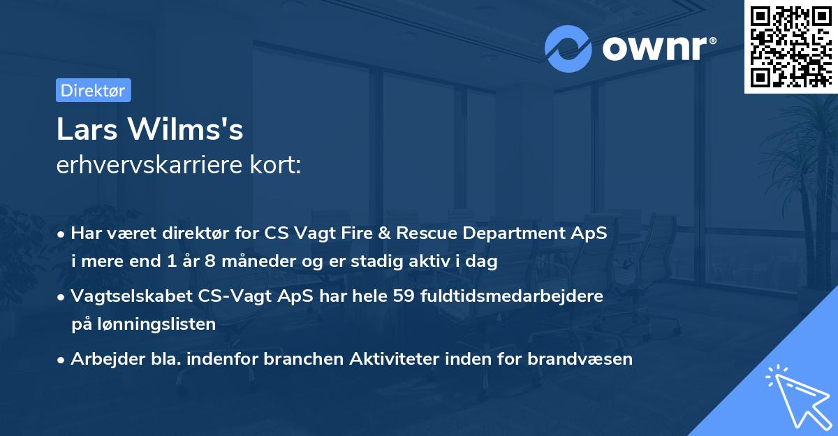 Lars Wilms's erhvervskarriere kort