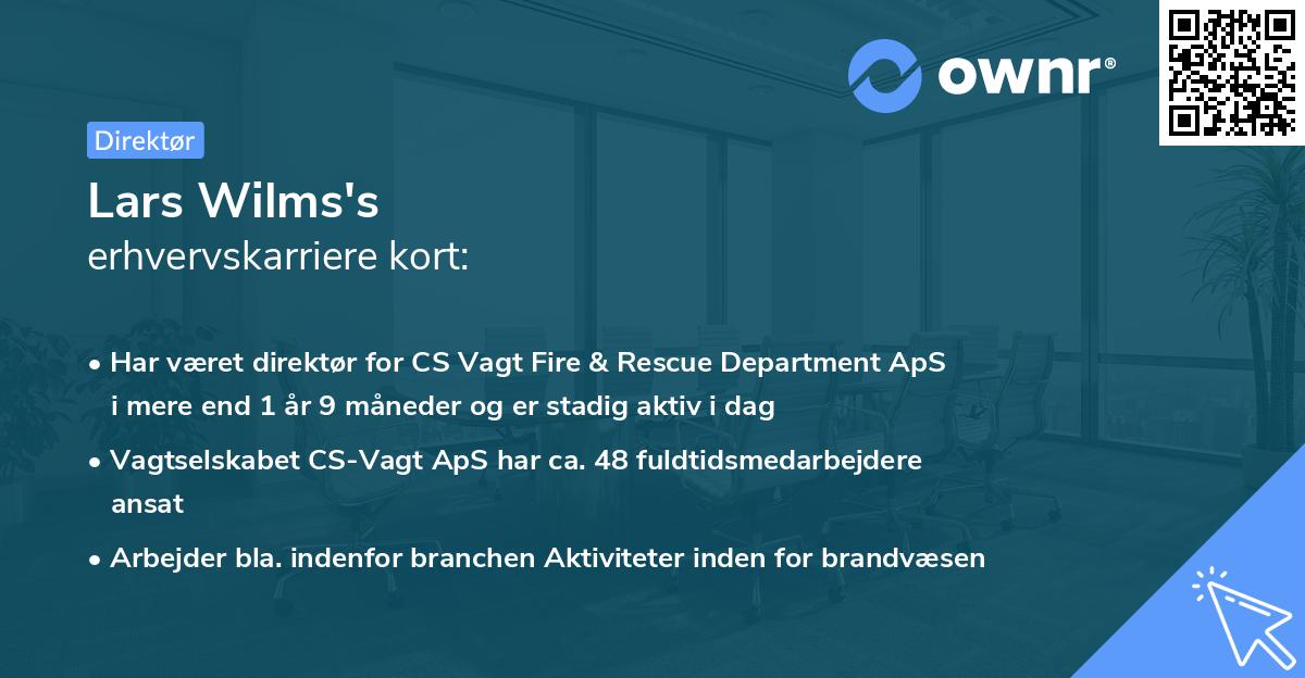 Lars Wilms's erhvervskarriere kort