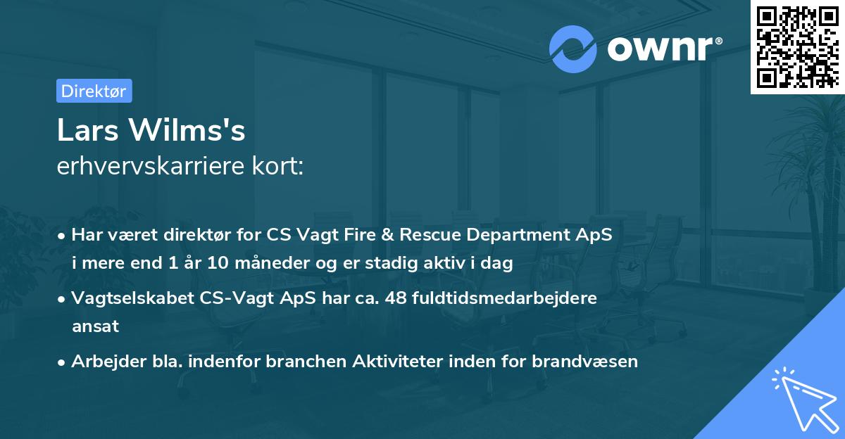 Lars Wilms's erhvervskarriere kort