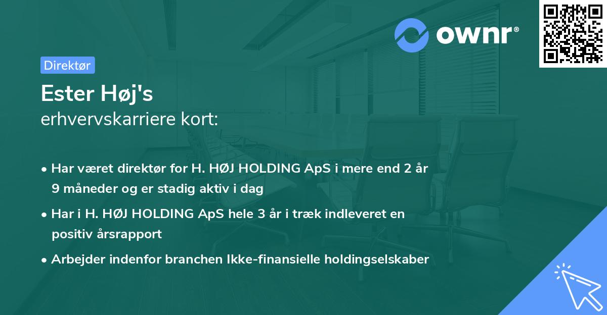Ester Høj's erhvervskarriere kort